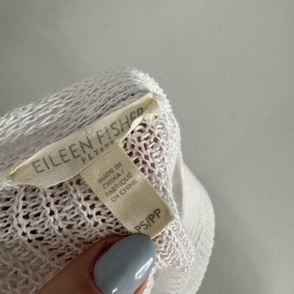 Eileen Fisher Sweater Womens Petite Small 100% Organic Linen V-Neck Knit Top - Picture 7 of 11
